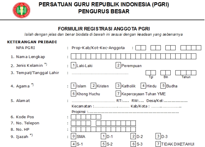 Pendaftaran PGRI Kab. Situbondo - Persatuan Guru Republik Indonesia Cabang Kab. Situbondo